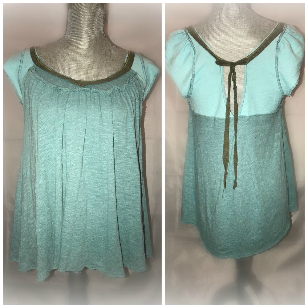 Free People Aqua Babydoll Top